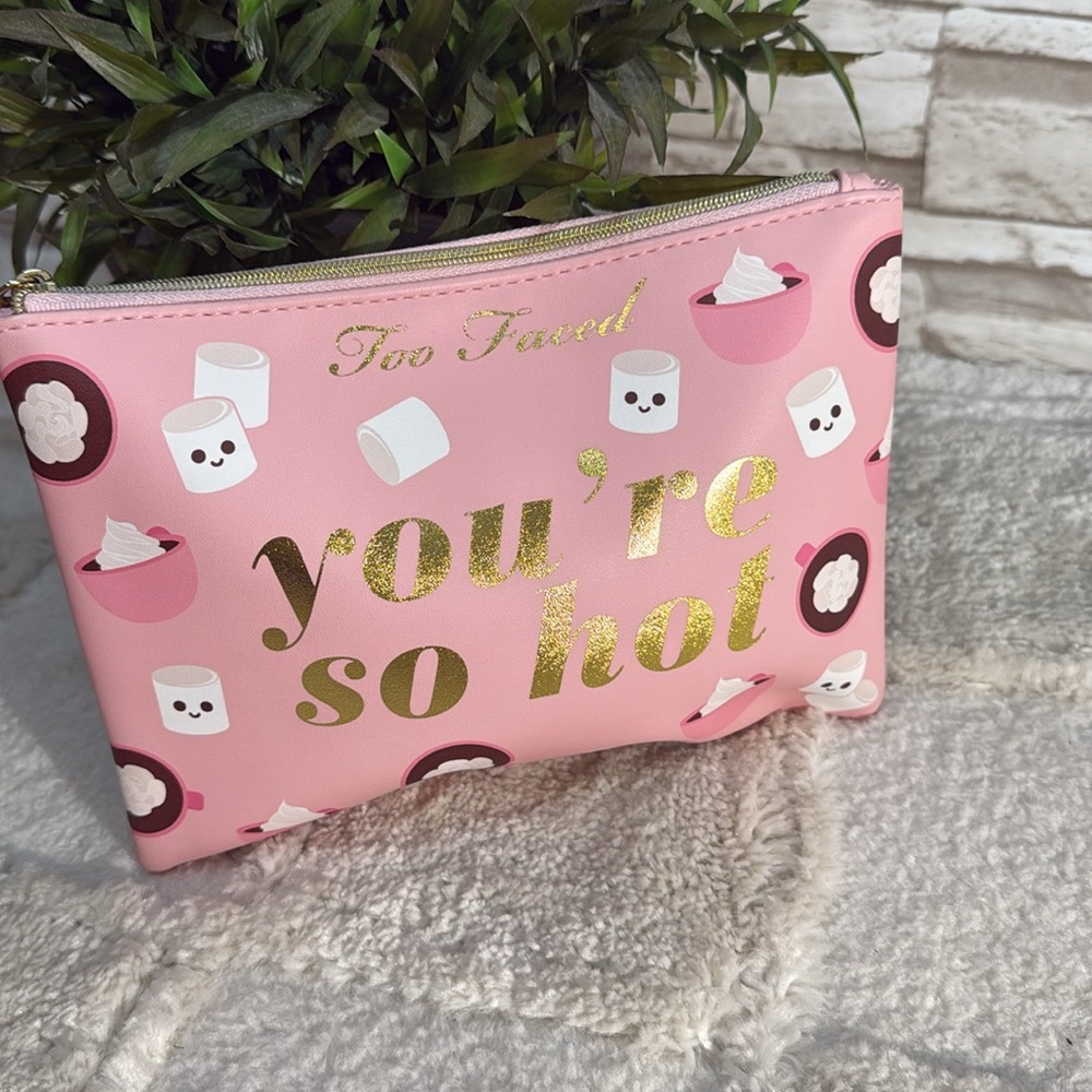 Too Faced Pink Makeup Bag with Marshmallow Design